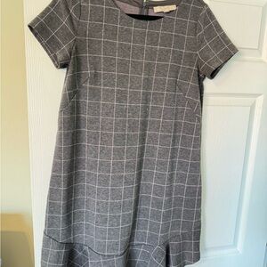 LOFT Gray Plaid Mini Dress